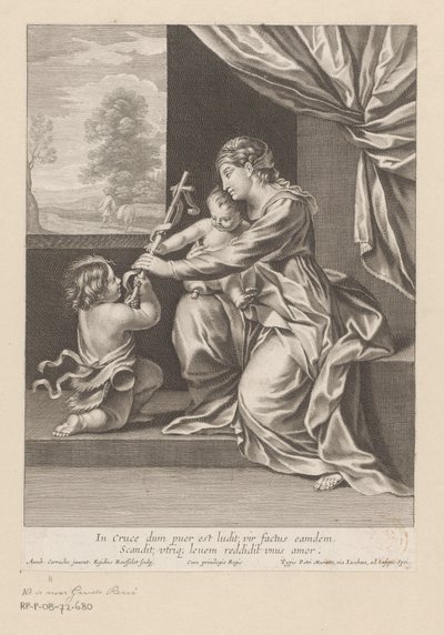 Maria med barn og Johannes Døberen holder et kors af Gilles Rousselet