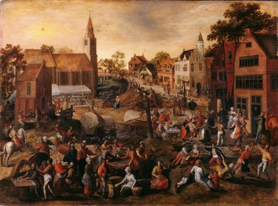 Landsbymesse i Saint-Joris (olie på panel) af Gillis Mostaert