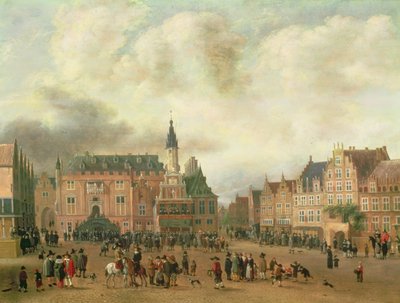 Meddelelse om freden i Breda på Grote Markt, Haarlem, ca. 1667 af Gillis Rombouts