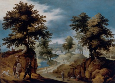 Landskab med figurer af Gillis van III Coninxloo