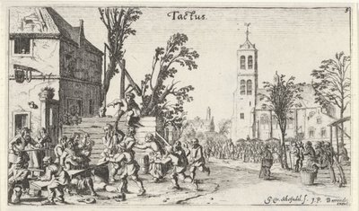 Slag på en kro (Tastzin) Landskaber med de fem sanser (serietitel) af Gillis van Scheyndel (I)