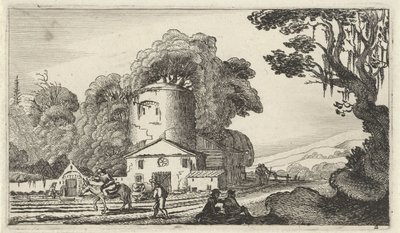 Landskab med et tårn Tolv landskaber med figurer (serietitel) af Gillis van Scheyndel (I)