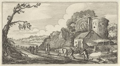 Landskab med rejsende Tolv landskaber med figurer (titel på objekt) af Gillis van Scheyndel (I)