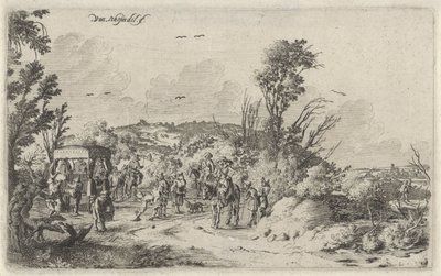 Vogn og ryttere på en landevej Lugt Landskaber med de fem sanser (serietitel) af Gillis van Scheyndel (I)