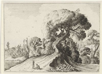 To mænd foran et stort træ Syv landskaber (serietitel) af Gillis van Scheyndel (I)