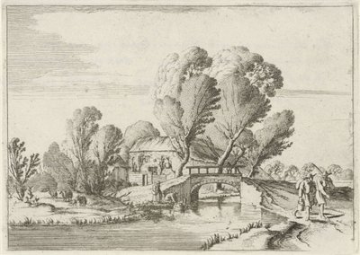 To vandrere ved en kanal Syv landskaber (serietitel) af Gillis van Scheyndel (I)