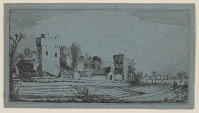 Marker før ruiner forvandlet til gårde, fra Tolv landskaber med figurer af Gillis van Scheyndel