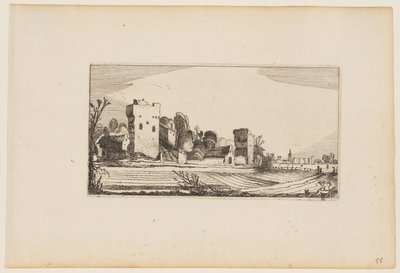 Marker før ruiner forvandlet til gårde, fra Tolv landskaber med figurer af Gillis van Scheyndel