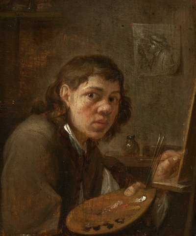 Selvportræt i studiet, ca. 1645. af Gillis van Tilborgh the younger