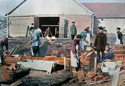 Bygherrer uden for Moskva, Rusland, c1890 af Gillot