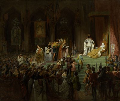 Kroningen af den døde Inês de Castro i katedralen i Coimbra, 1827-1828. af Gillot Saint Evre