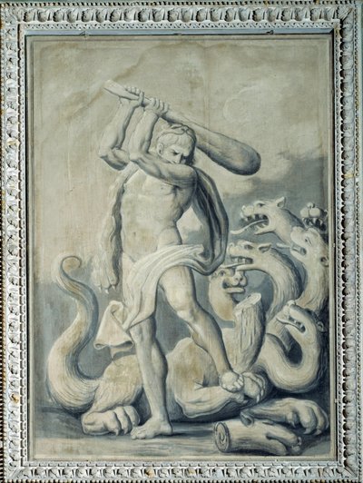 Hercules afskærer de syv hoveder af hydra (maleri af Gio Batta Celle