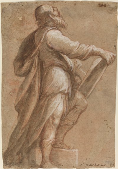 En helgen, der holder en bog af Gioacchino Assereto
