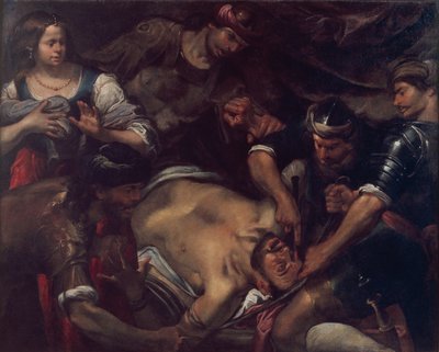 Filisterne stikker Samsons øjne ud af Gioacchino Assereto