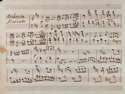 Første side med noder til den reducerede symfoni for Tancredis klaver, opera af Gioacchino Rossini af Gioachino Rossini