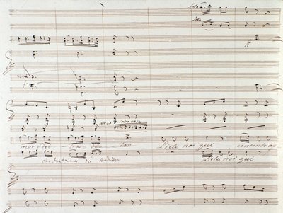 Side med partitur af Le Comte Ory med håndskrevne rettelser af Gioacchino Rossini af Gioachino Rossini