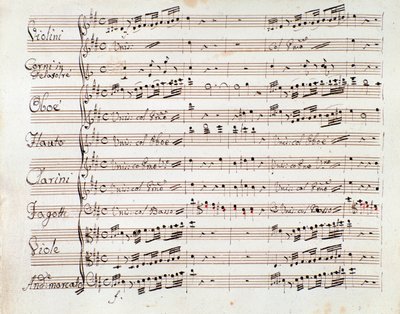 Nodeblad til den reducerede symfoni for Tancredis klaver, opera af Gioacchino Rossini af Gioachino Rossini