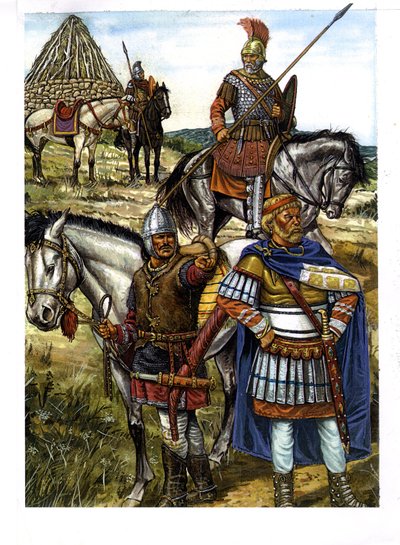 Barbar: en hunnerkriger, en gotisk kriger og en romersk soldat af Giorgio Albertini