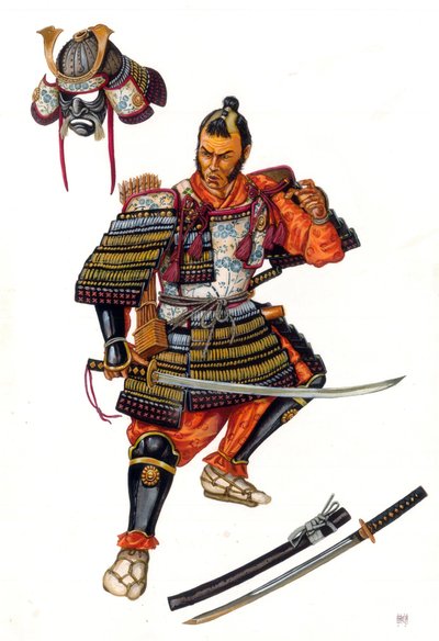 Repræsentation af en samurai (samurai), en japansk kriger i det 16. århundrede. af Giorgio Albertini