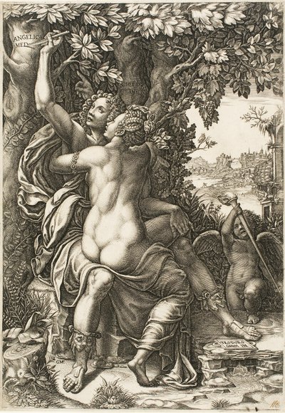 Angelica og Medoro af Giorgio Ghisi