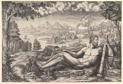 Hercules hviler fra sit arbejde, 1567. af Giorgio Ghisi