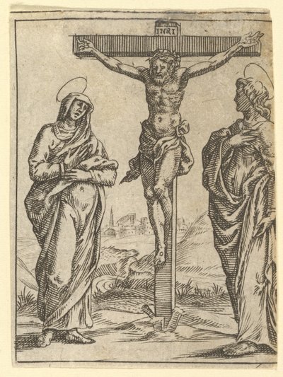 The Virgin of Sorrows: The Crucifixion, en af ni omgivende rum fra V..., i 1575. af Giorgio Ghisi