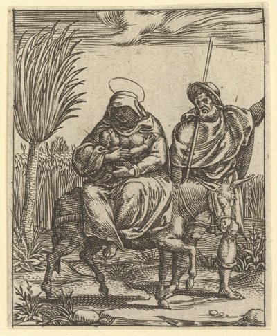 The Virgin of Sorrows: The Flight into Egypt, en af ni omgivende rum fra..., i 1575. af Giorgio Ghisi