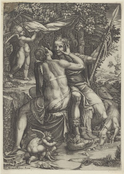 Venus og Adonis af Giorgio Ghisi