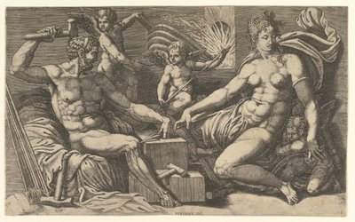 Venus og Vulcan ved Smedjen, ca. 1555. af Giorgio Ghisi