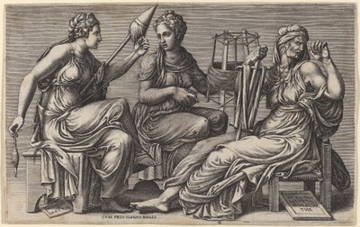 De tre skæbner af Giorgio Ghisi after Giulio Romano