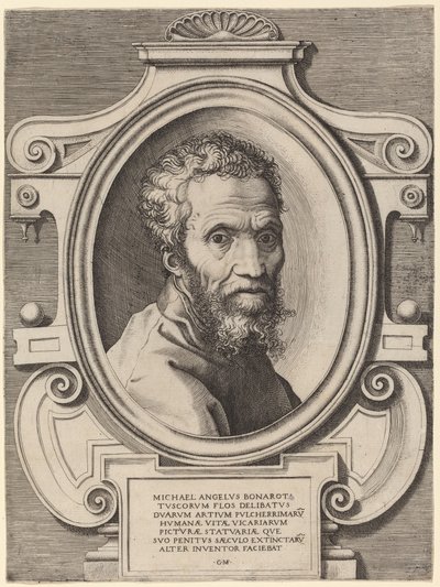 Michelangelo Buonarroti af Giorgio Ghisi, after Marcello Venusti