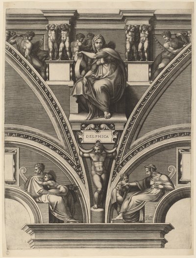 Den delfiske sibylle af Giorgio Ghisi after Michelangelo