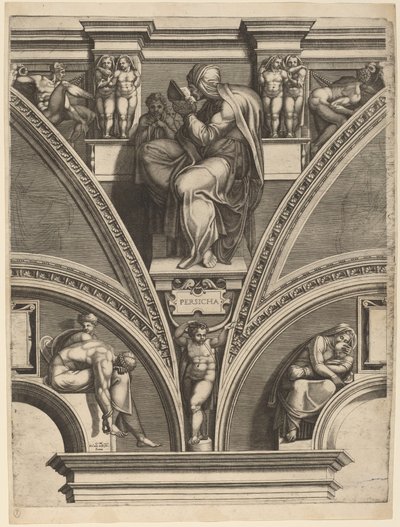 Den persiske sibylle af Giorgio Ghisi after Michelangelo