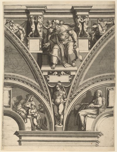 Profeten Ezekiel af Giorgio Ghisi after Michelangelo