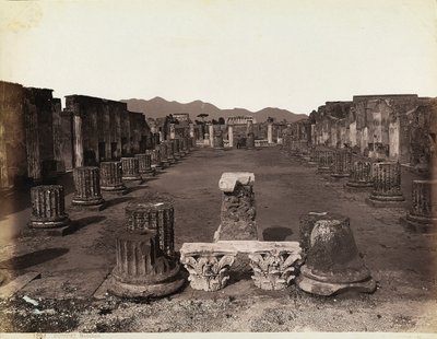 Generel udsigt over basilikaen, østsiden, Pompeji af Giorgio Sommer