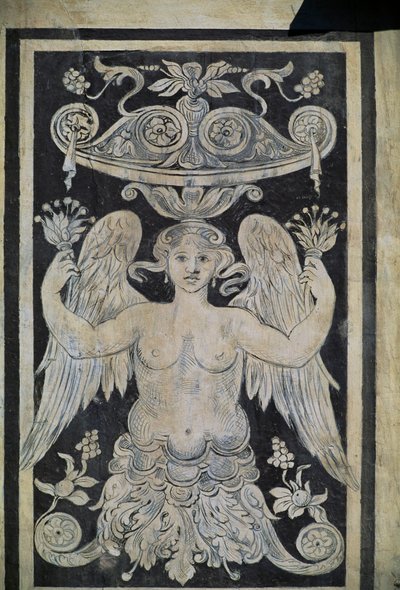 Allegorisk figur af Giorgio Vasari, Tommaso Battista del Verrocchio og Alessandro Forzori, Palazzo dei Cavalieri eller Palazzo della Carovana, Piazza dei Cavalieri, Pisa, Toscana, Italien af Giorgio Vasari