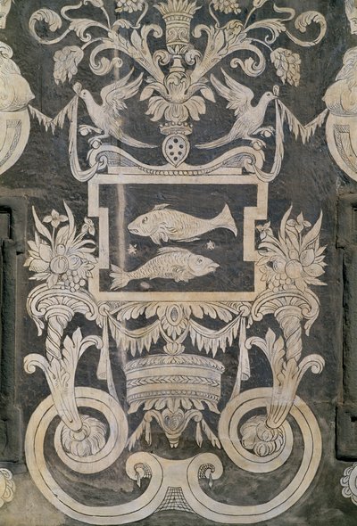 Allegoriske figurer og stjernetegn, af Giorgio Vasari, Tommaso Battista del Verrocchio og Alessandro Forzori, Palazzo dei Cavalieri eller Palazzo della Carovana, Piazza dei Cavalieri, Pisa, Toscana, Italien af Giorgio Vasari