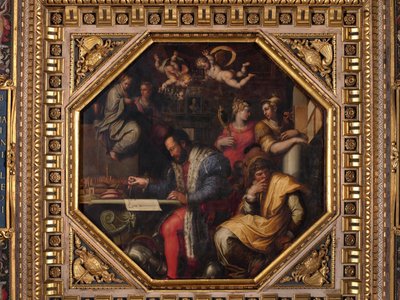 Cosimo studerer optagelsen af Siena af Giorgio Vasari