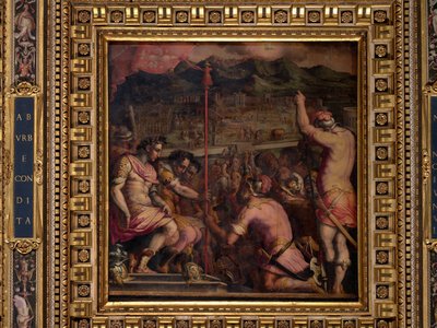 Grundlæggelsen af Florentia, en romersk bosættelse af Giorgio Vasari
