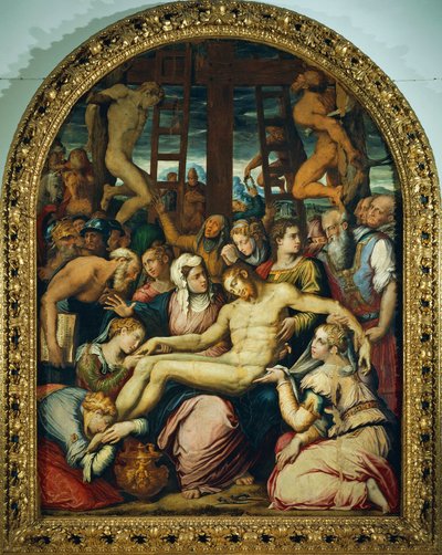 Klagesang over den døde Kristus afsat fra korset, af Giorgio Vasari (1511-1574), olie på panel, 295x222 cm. af Giorgio Vasari
