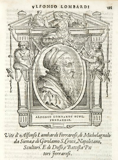 Milano, Biblioteca Braidense, Vite de piv excellent, Giorgio Vasari 1568, Alfonso Lombardi af Giorgio Vasari