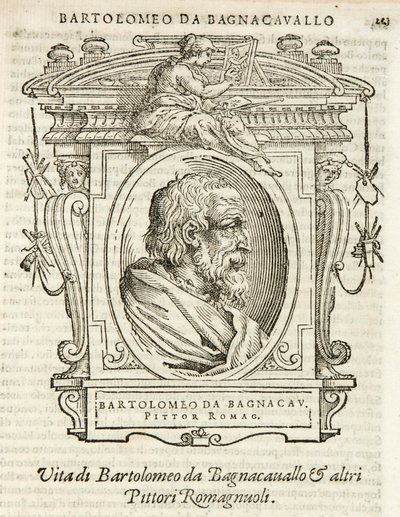 Milano, Biblioteca Braidense, Vite de piv excellent, Giorgio Vasari 1568, Bartolomeo Ramenghi kaldet Bagnacavallo af Giorgio Vasari