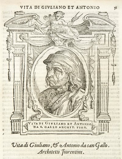 Milano, Biblioteca Braidense, Vite de piv excellent, Giorgio Vasari 1568, Giuliano og Antonio da Sangallo af Giorgio Vasari