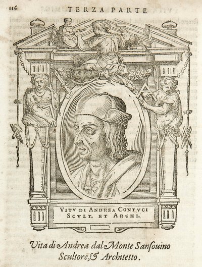 Milano, Braidense-biblioteket, Vite de piv excellent, Giorgio Vasari 1568, Andrea Contucci af Giorgio Vasari
