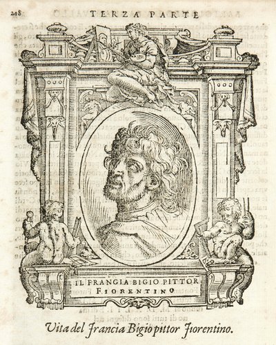 Milano, Braidense-biblioteket, Vite de piv excellent, Giorgio Vasari 1568, Francesco di Cristofano kaldet Il Franciabigio af Giorgio Vasari