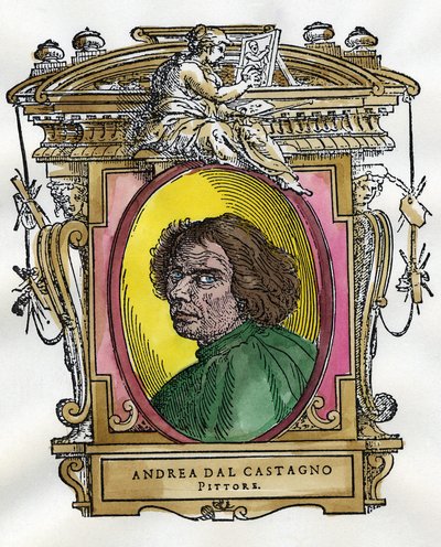 Portræt af maleren Andrea Del Castagno (ca. 1410 - 1457). Samling af biografier om malere og billedhuggere af Giorgio Vasari. af Giorgio Vasari