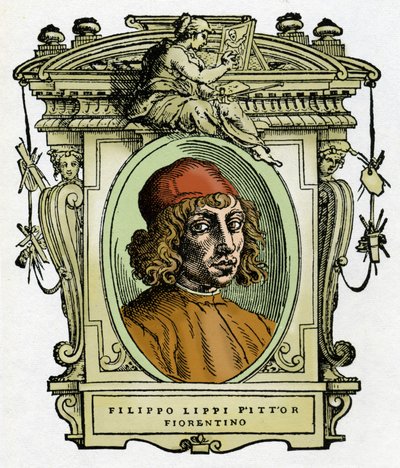 Portræt af Filippo Lippi (1406-1469) florentinsk maler. Xylografi fra "The life of paintings" af Giorgio Vasari. af Giorgio Vasari