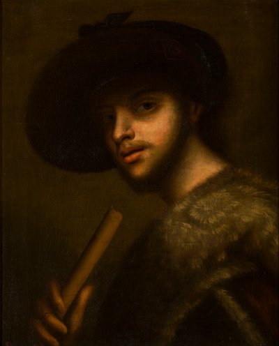 Portræt af en mand med pibe eller fløjte, ca. 1497-1510 (olie på lærred) af Giorgione