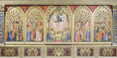 Italien, Firenze, Basilica of Holy Cross, Bandini Baroncelli Chapel, Jomfrukroning af Giotto (c.1266 1337)