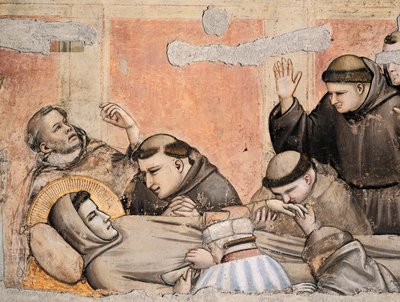 Italien, Firenze, Basilica of Holy Cross, Bardi Chapel, Death of St Francis af Giotto (1267-1337), fresco, Detail af Giotto (c.1266 1337)